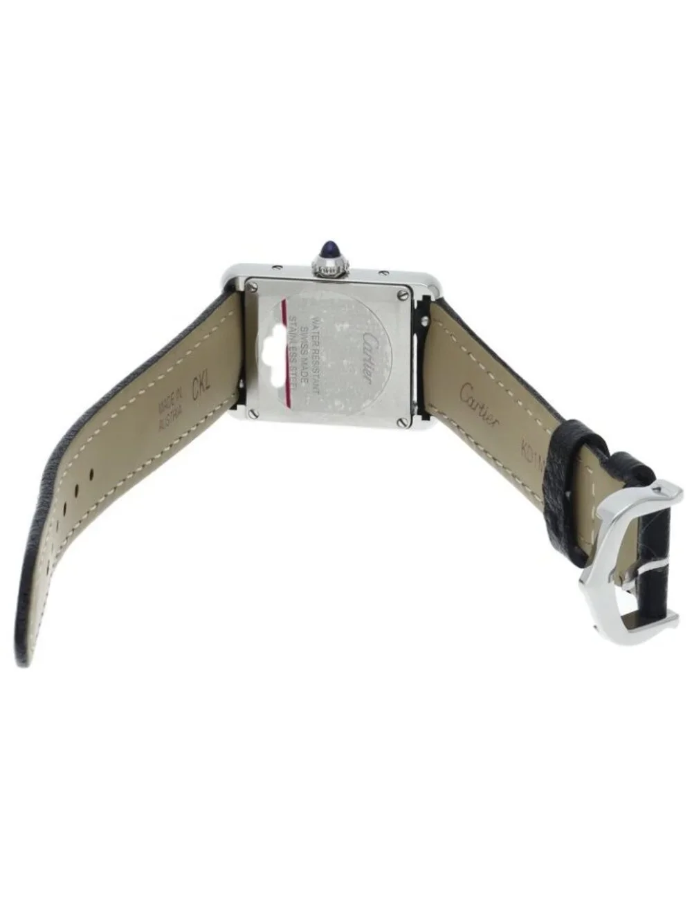Cartier Tank Must SM Watch SS Leather Silver Polished